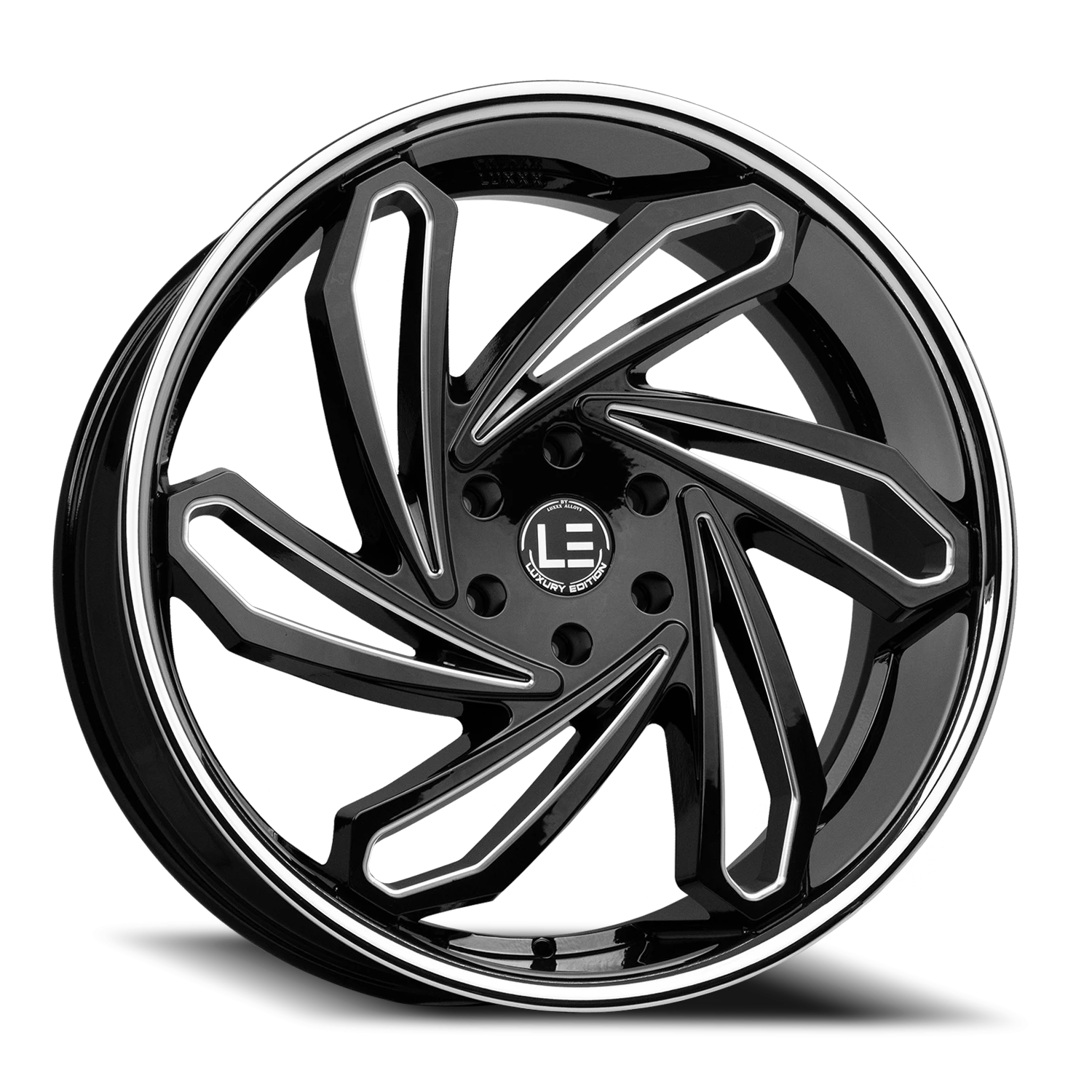 LUXLE10 SSL 20X8.5 6X120 +29 66.9 Gloss Black Milled Stainless Steel Lip