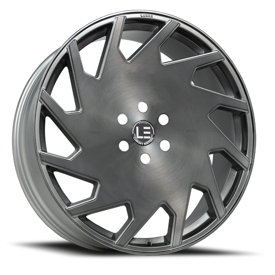 LUXLE11 20X8.5 5X114.3 +30 73.1 Brushed Face Silver Titanium Black Clear Coat