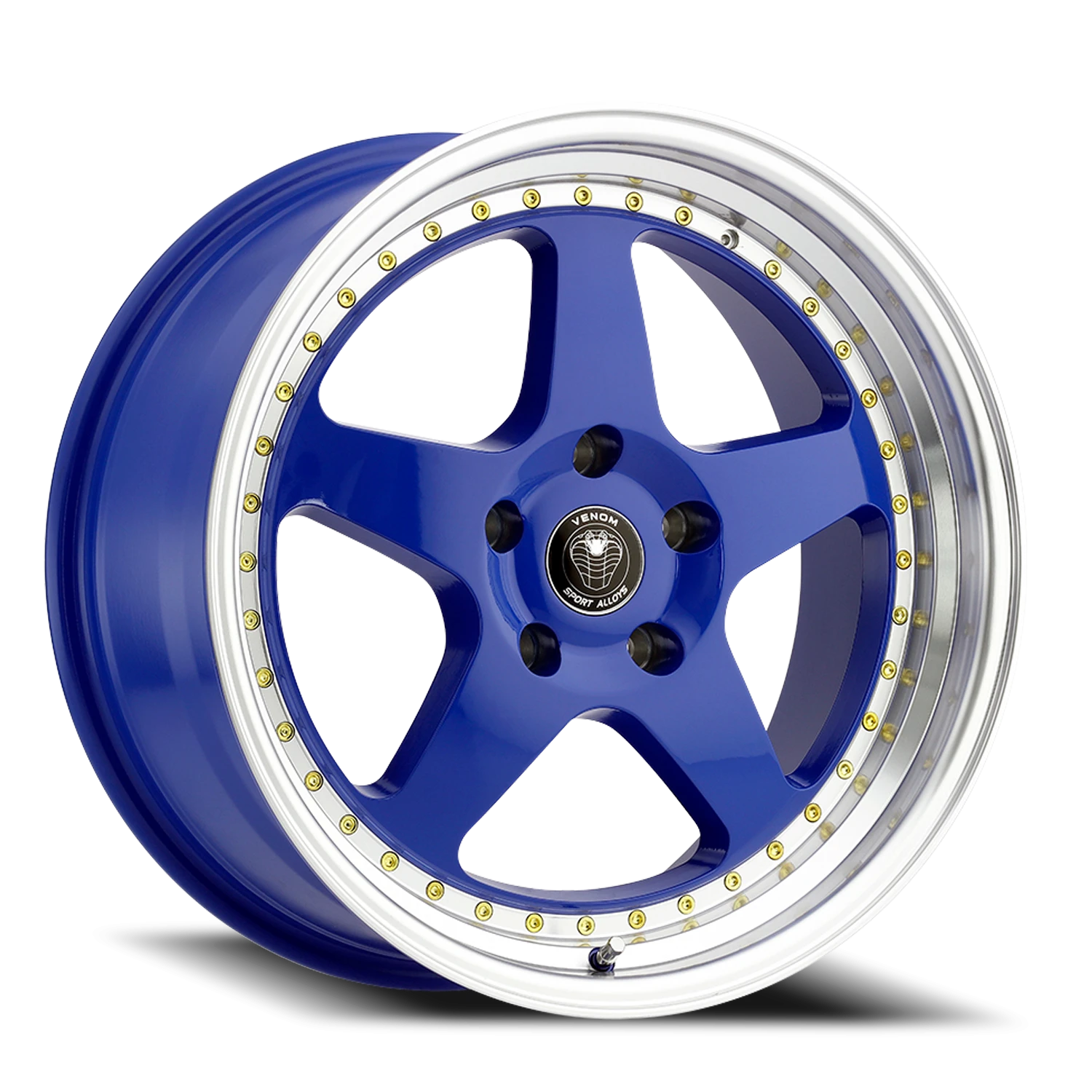 VENOM11 17X8 5X120 +30 74.1 Gloss Blue Machined Lip