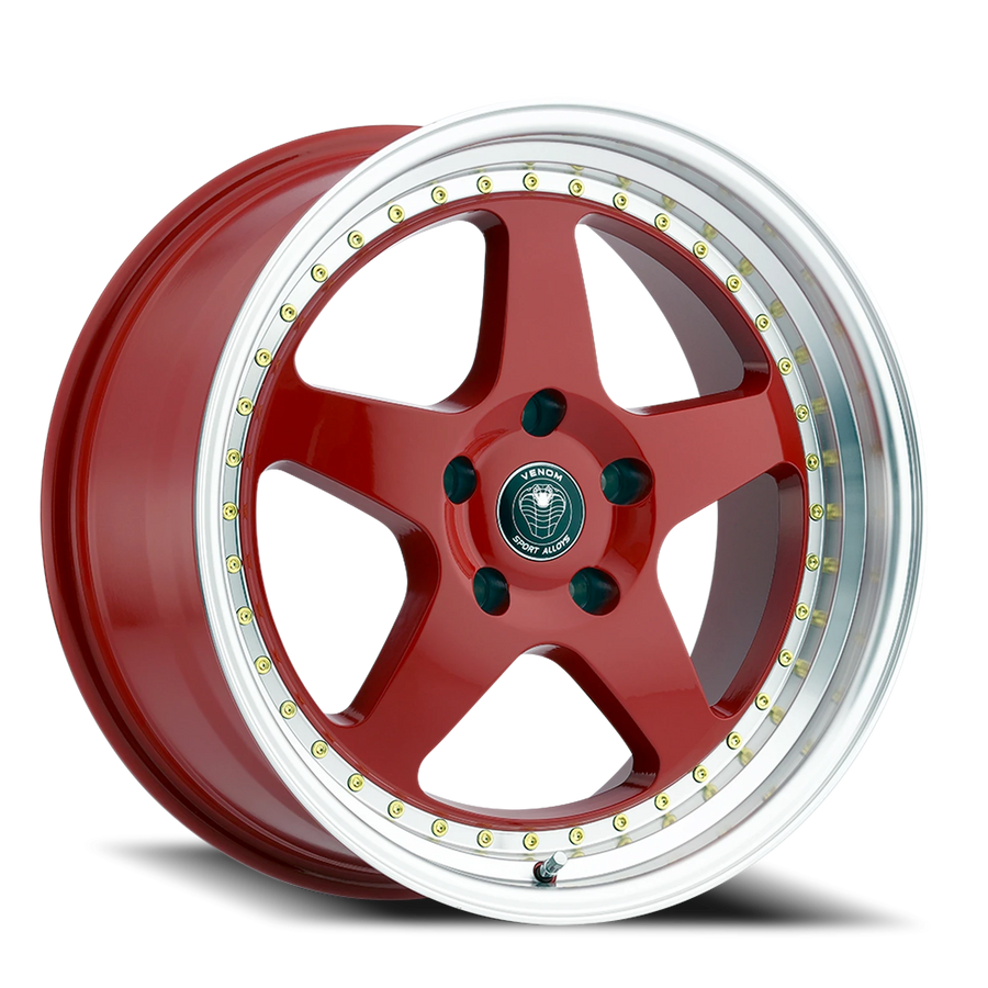 VENOM11 18X8.5 5X120 +30 74.1 Gloss Red Machined Lip