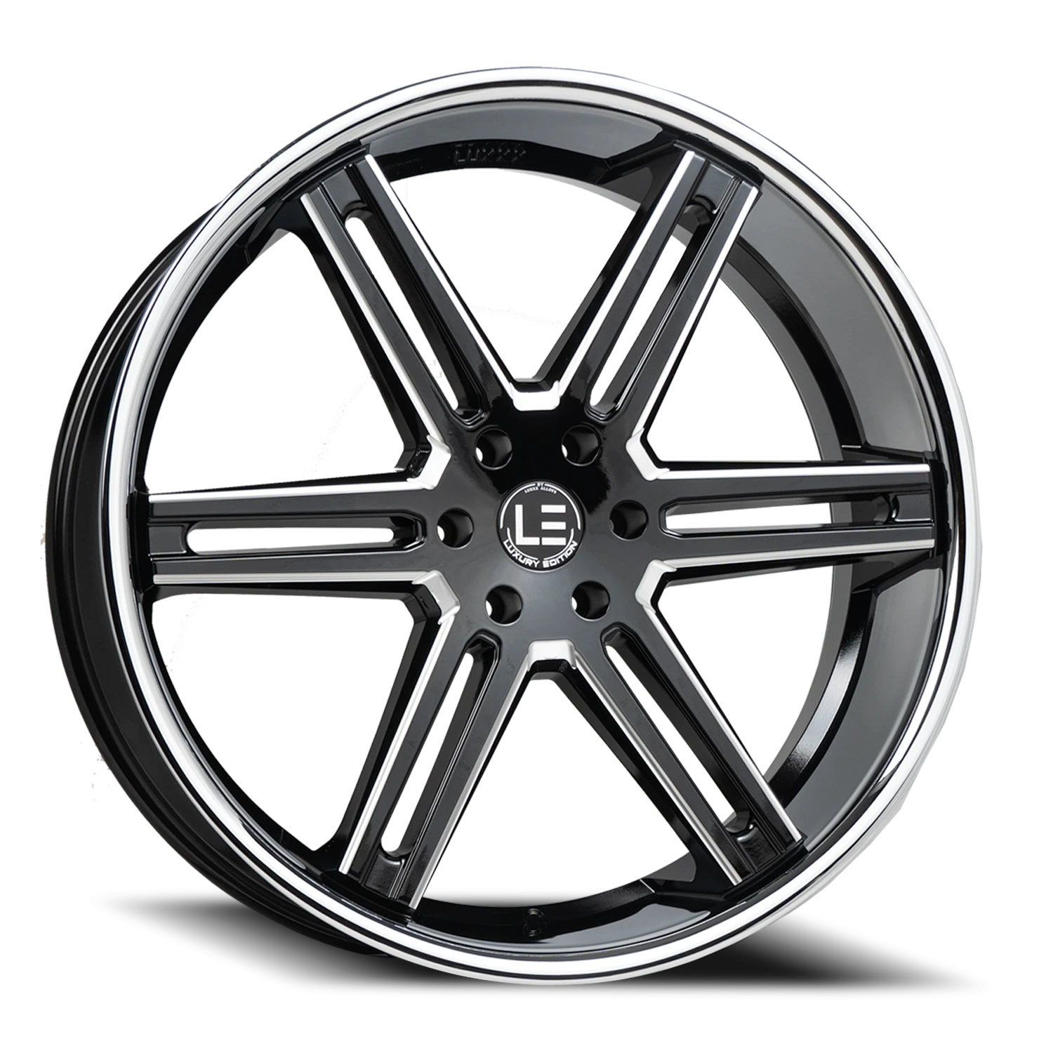 LUXLE12 SSL 26X10 6X135 +30 87.1 Gloss Black Milled Stainless Steel Lip
