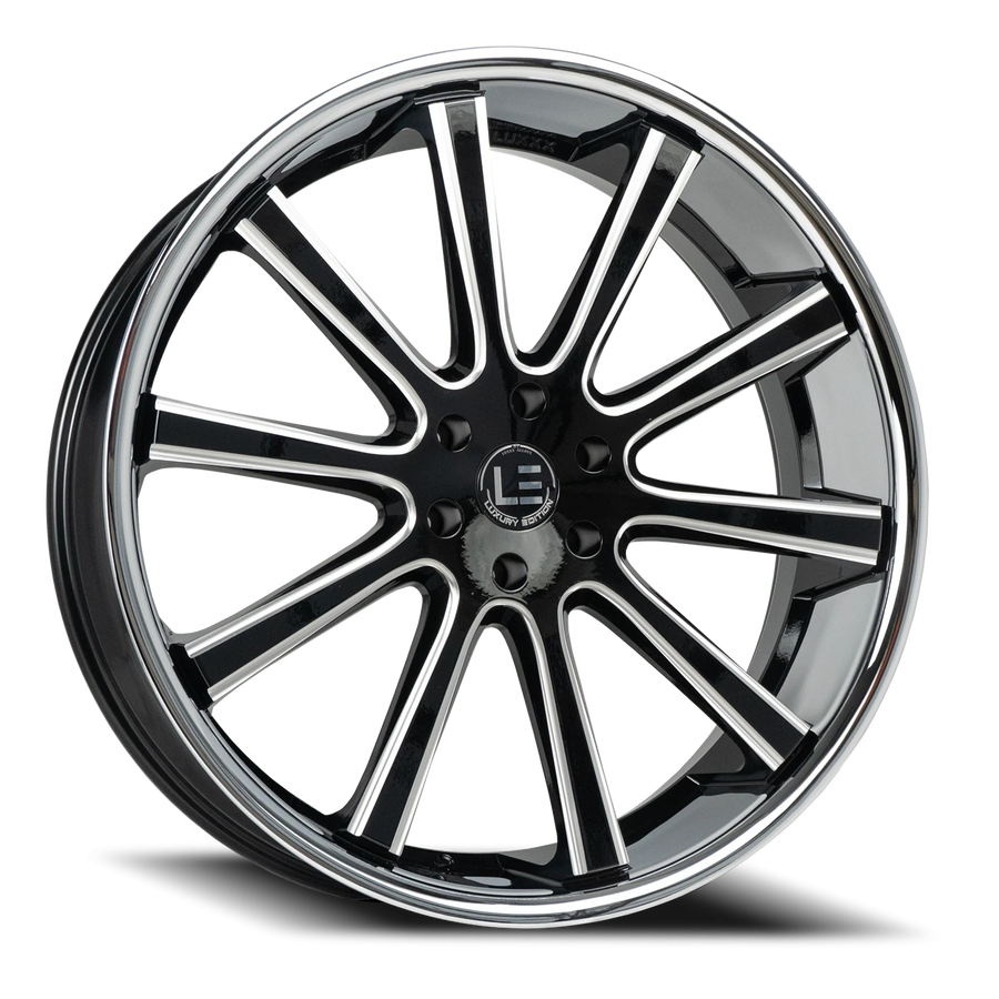 LUXLE13 SSL 24X9.5 6X135 +30 87.1 Gloss Black Milled Stainless Steel Lip