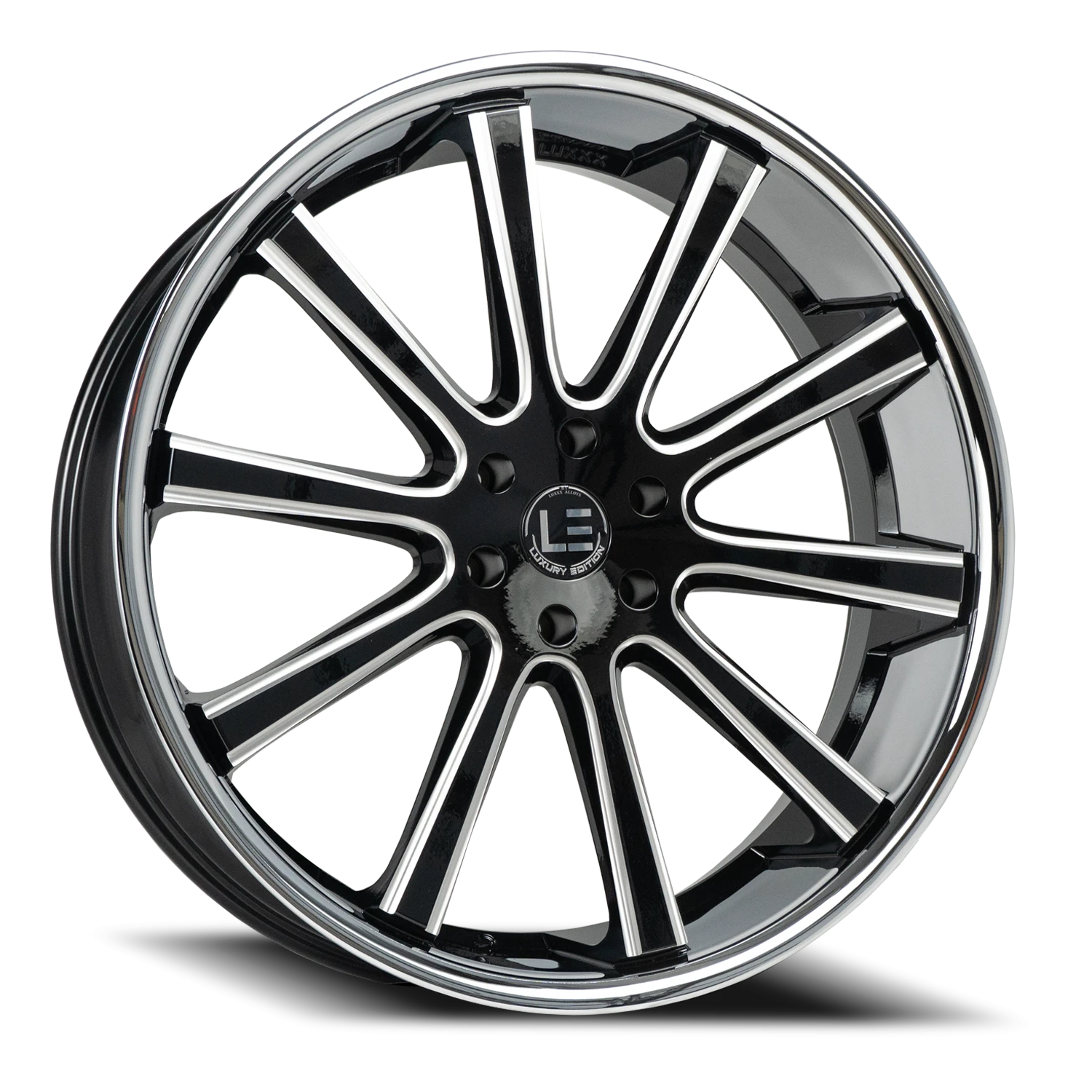 LUXLE13 SSL 24X9.5 6X139.7 +30 78.1 Gloss Black Milled Stainless Steel Lip