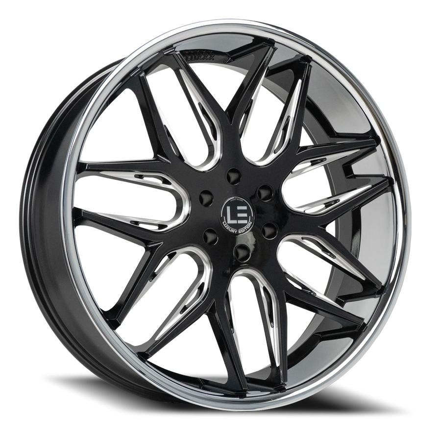 LUXLE14 SSL 24X9.5 6X139.7 +30 78.1 Gloss Black Milled Stainless Steel Lip