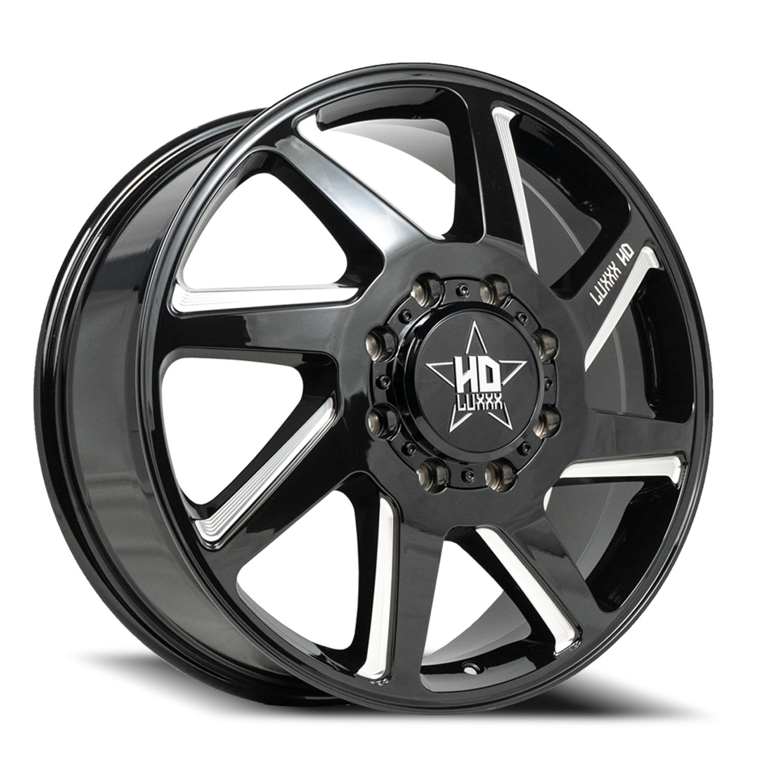 DUALLY HD14 20X8.25 8X165 115 121.3 Gloss Black Milled (Front)