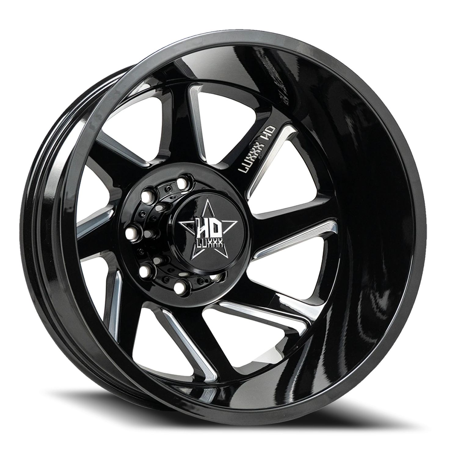 DUALLY HD14 20X8.25 8X165 -192 121.3 Gloss Black Milled (Rear)