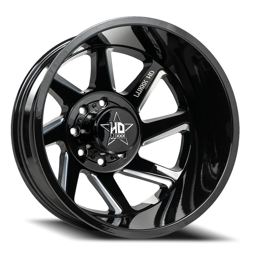 DUALLY HD14 20X8.25 8X165 -192 121.3 Gloss Black Milled (Rear)