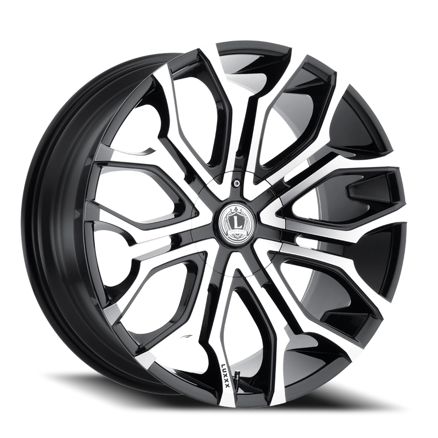 LUX19 22X9.5 5115/120 +15 74.1 Gloss Black Machined Face