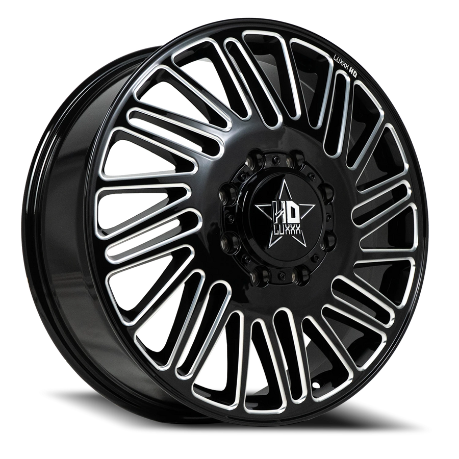 DUALLY HD19 20X8.25 8X165 115 121.3 Gloss Black Milled (Front)