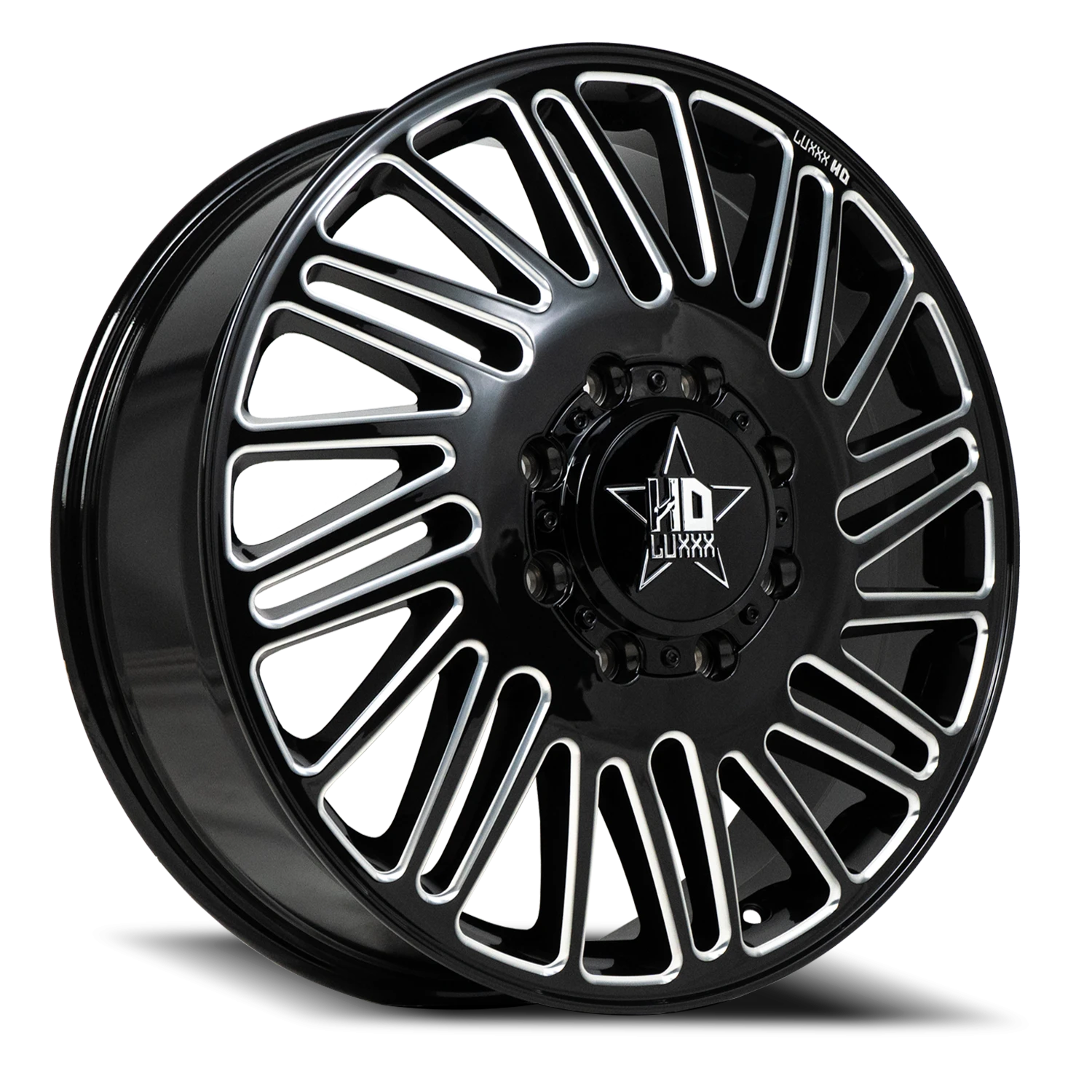 DUALLY HD19 20X8.25 8X210 115 154.2 Gloss Black Milled (Front)