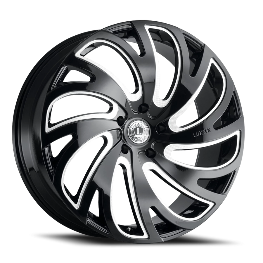 LUX23 22X8.5 5X115 +25 73.1 Gloss Black Milled