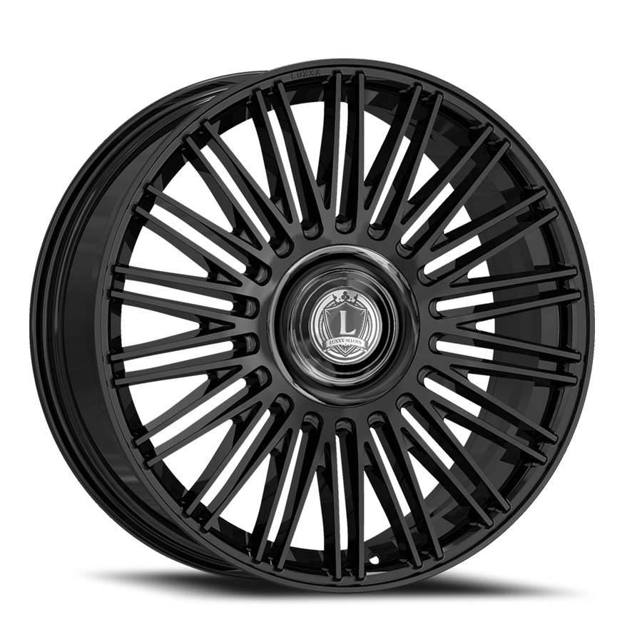 LUX27 20X8.5 5112/114.3 +35 73.1 Gloss Black (Floating Cap)