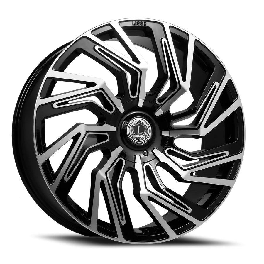LUX28 22X9 6135/139.7 +30 87.1 Gloss Black Machined Face