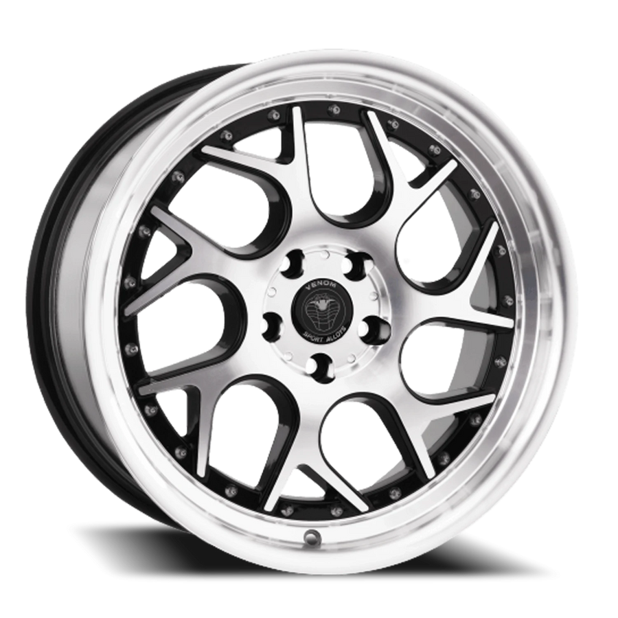 VENOM33 18X8.5 5X110 +30 73.1 Gloss Black Machined Face