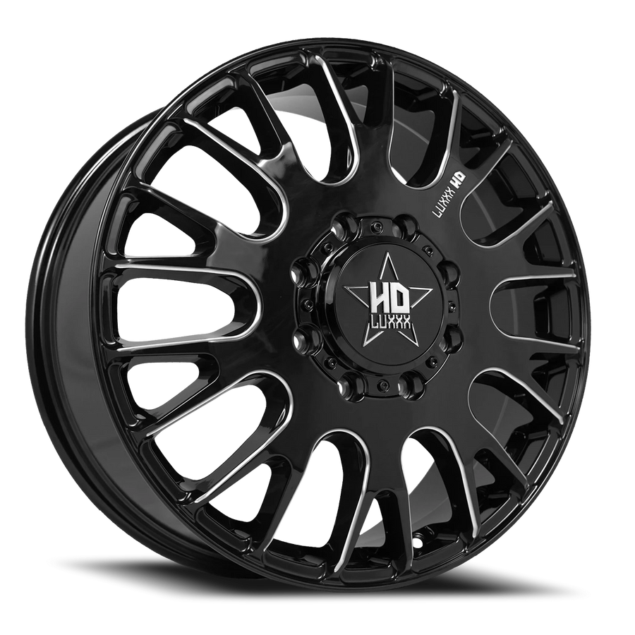 DUALLY HD34 20X8.25 8X200 115 142 Gloss Black Milled (Front)