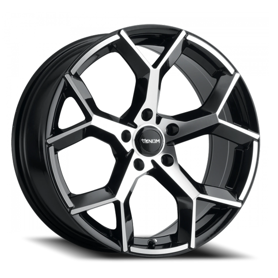 VENOM37 17X8 5X108 +35 73.1 Gloss Black Machined Face