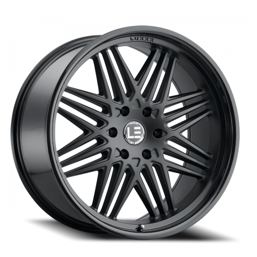 LUX LE4 22X10.5 6X139.7 +20 78.1 Gloss Black Lip Matte Black Face