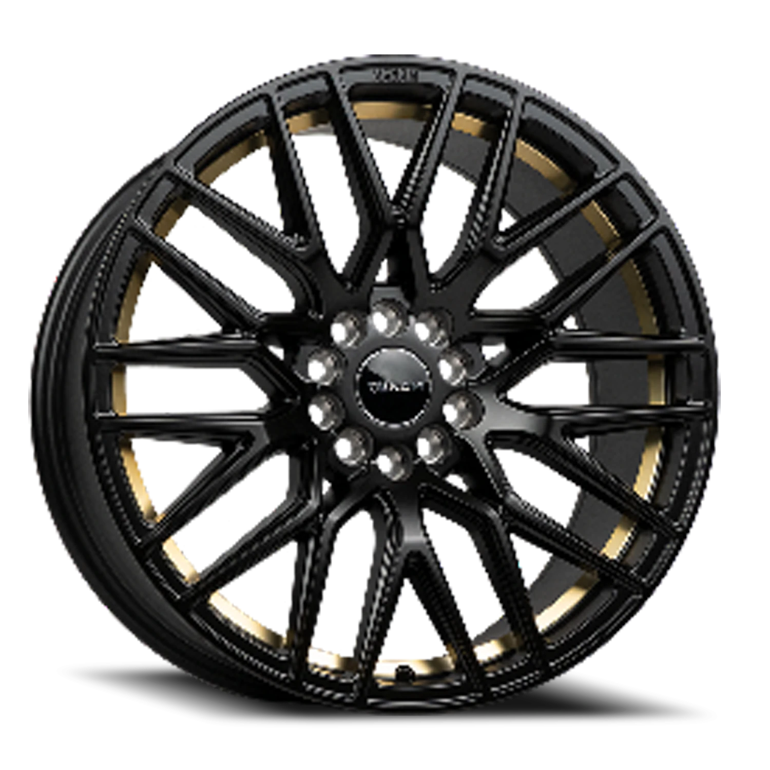 VENOM40 18X8.5 5X108/114.3 +35 73.1 Satin Black w Gold Line