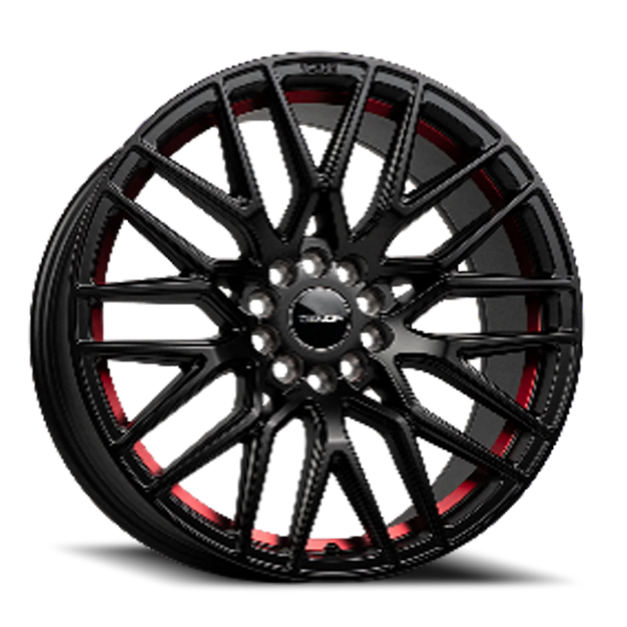 VENOM40 17X8 5X108/114.3 +35 73.1 Satin Black w Red Line