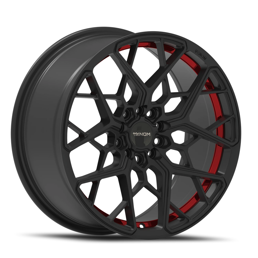 VENOM46 17X8 5112/114.3 +35 73.1 Satin Blk With Red Line