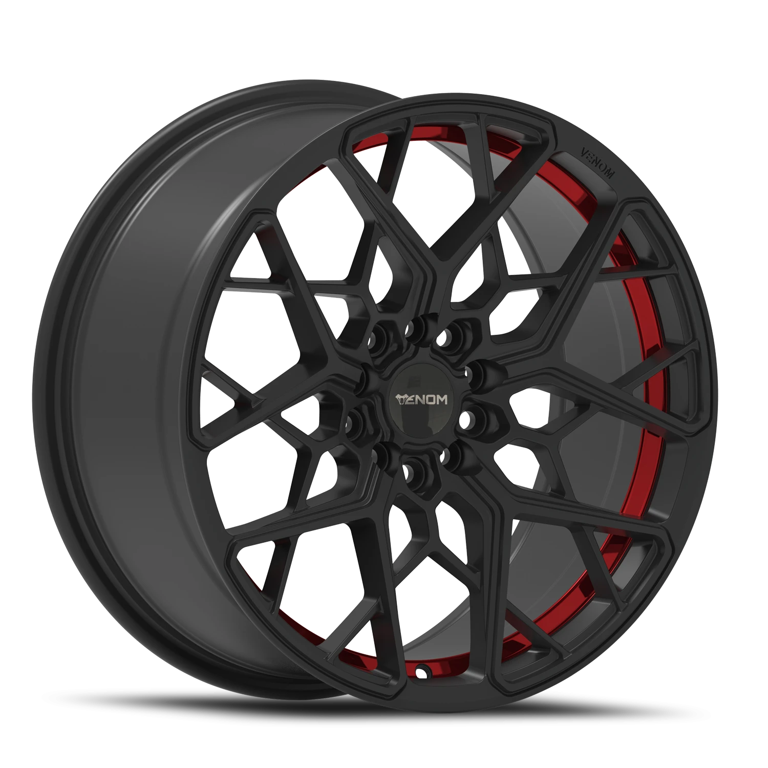 VENOM46 18X8.5 5108/114.3 +35 73.1 Satin Blk With Red Line
