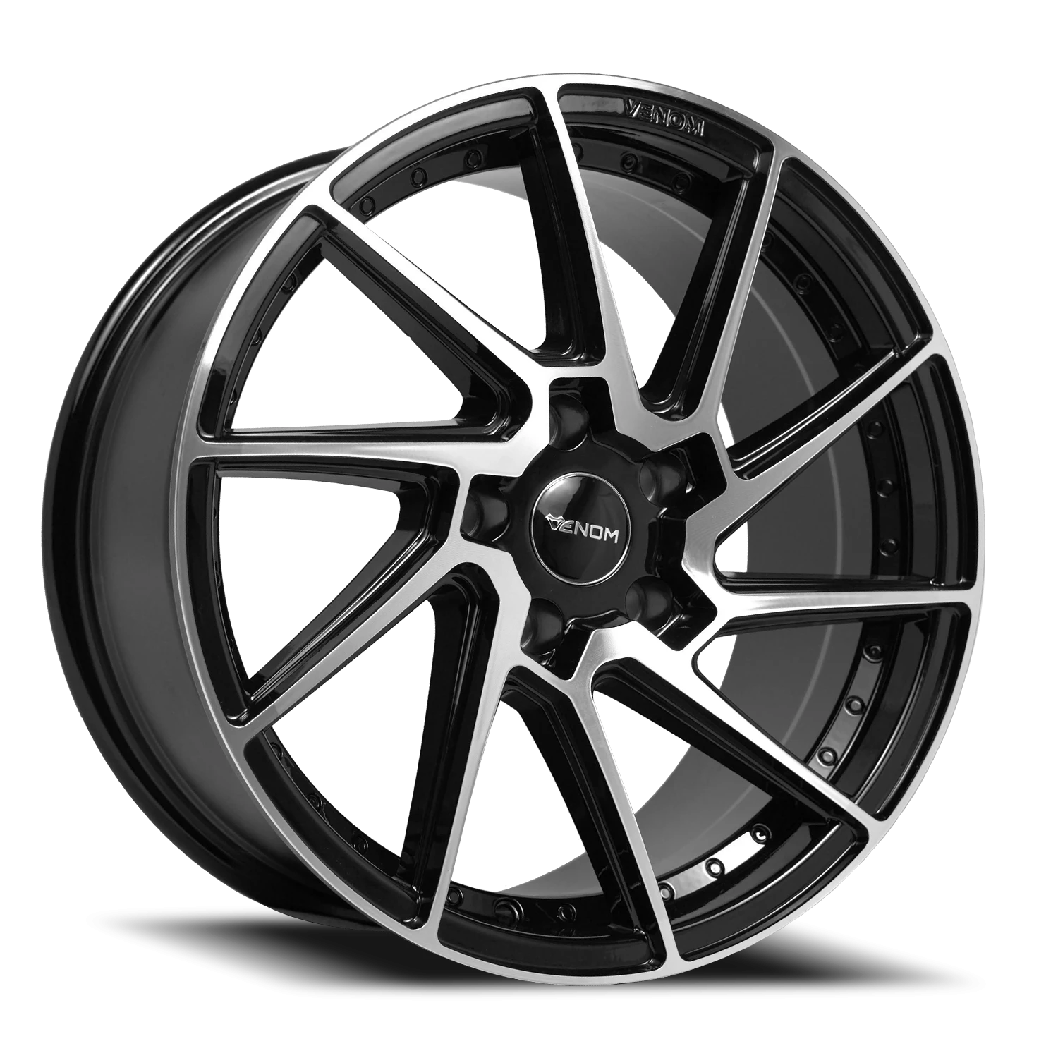 VENOM47 17X8 5108 +35 73.1 Gloss Black Machined Face