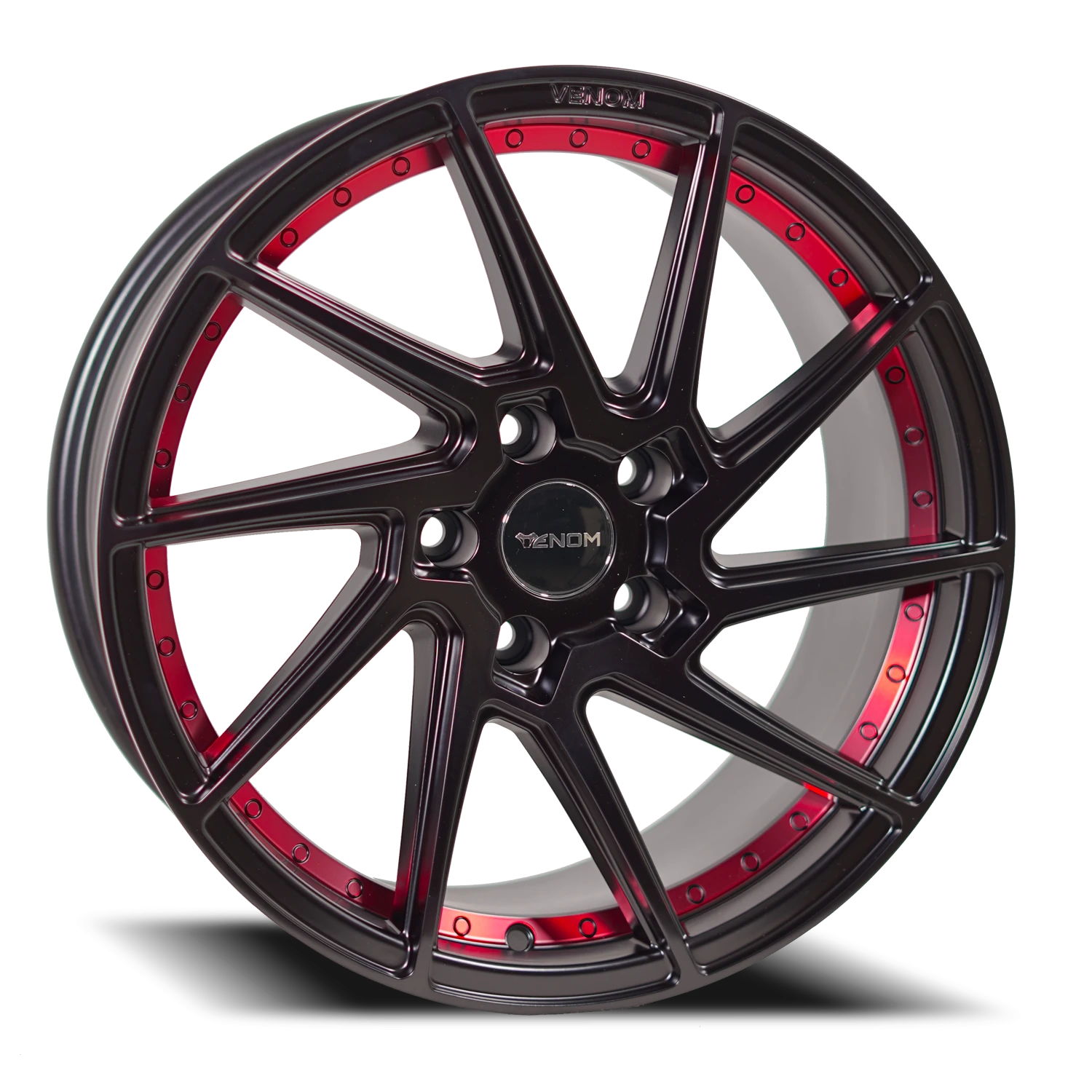 VENOM47 17X8 5114.3 +35 73.1 Satin Black With Red Line