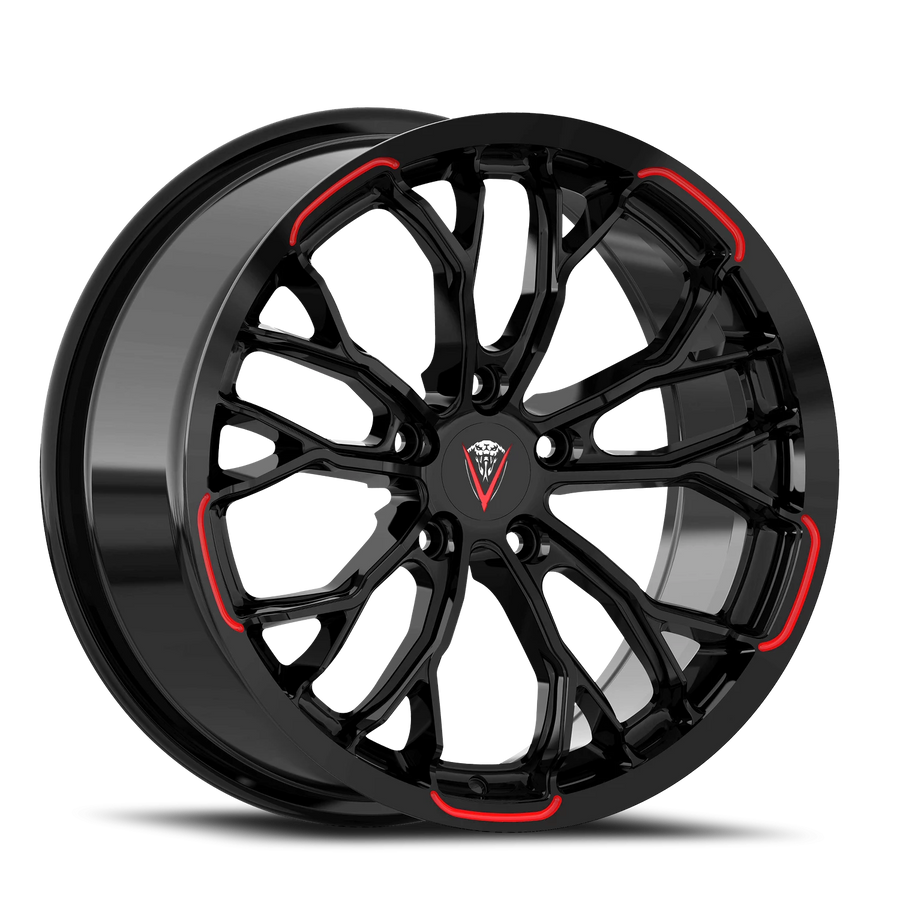 VENOM53 17X8 5X114.3 +35 73.1 Gloss Black Red Milled