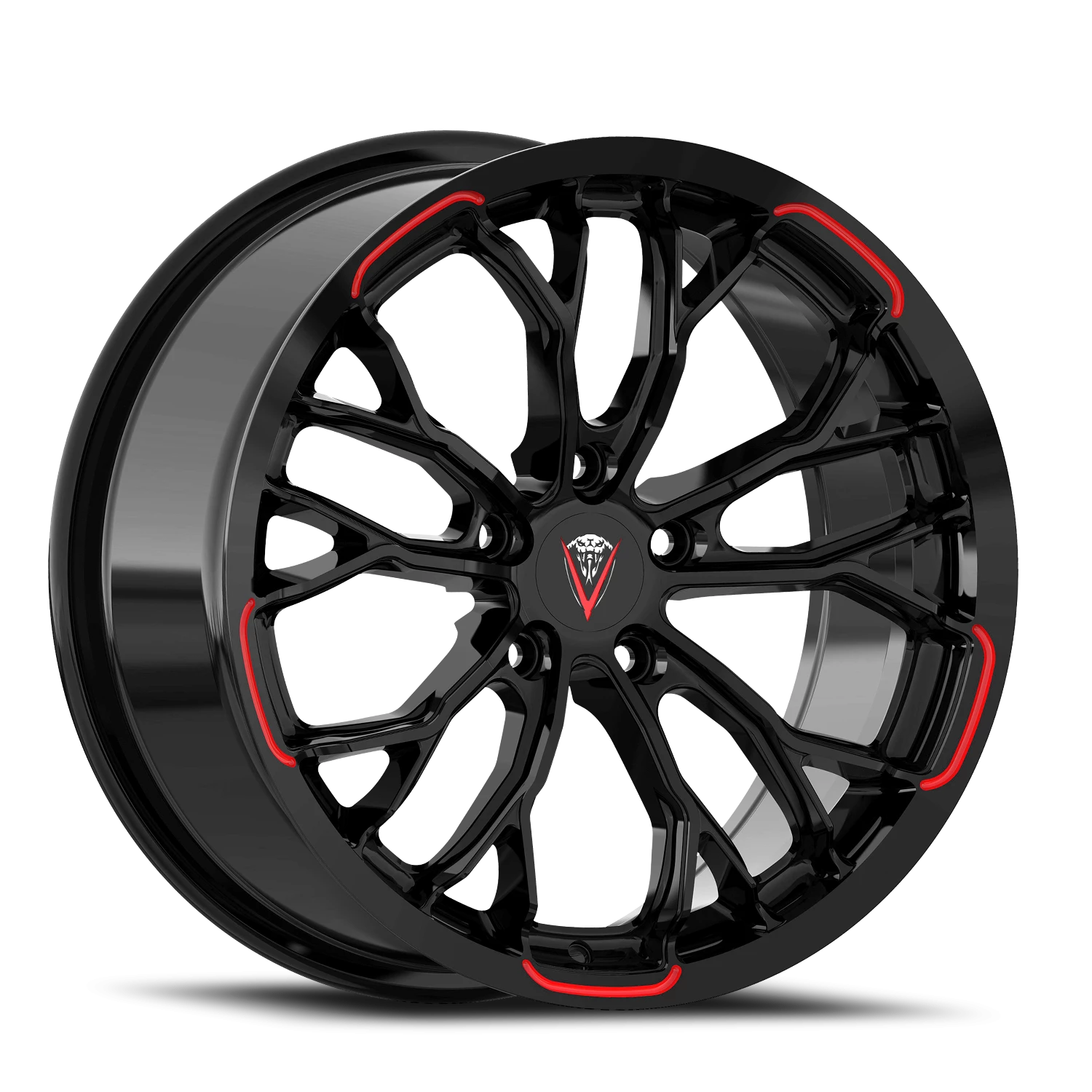 VENOM53 20X8.5 5X114.3 +35 73.1 Gloss Black Red Milled