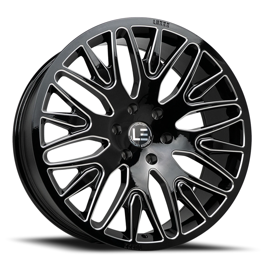 LUX LE7 20X8.5 5X112 +38 66.56 Gloss Black Milled