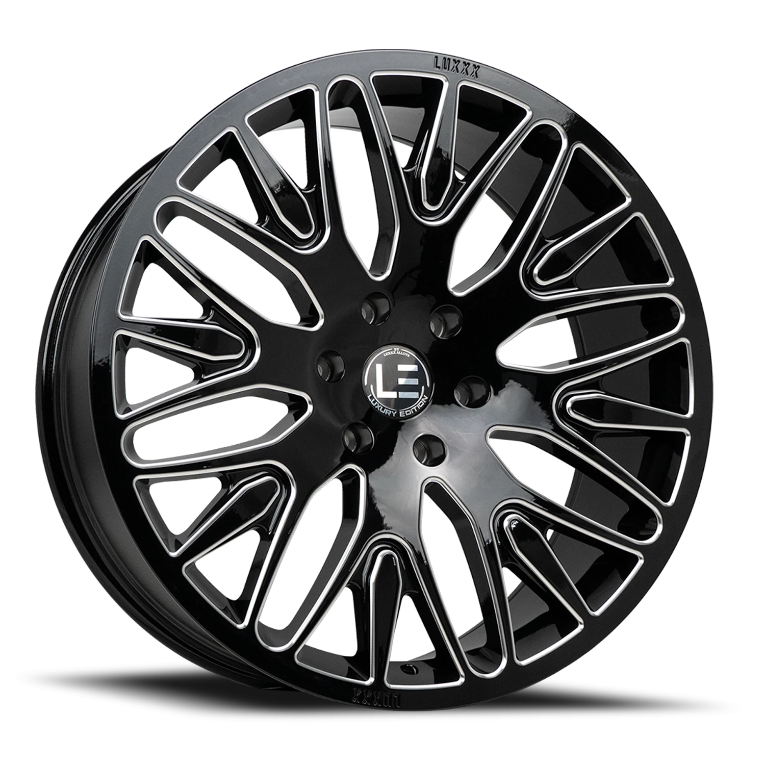 LUX LE7 24X10 5X115 +15 73.1 Gloss Black Milled