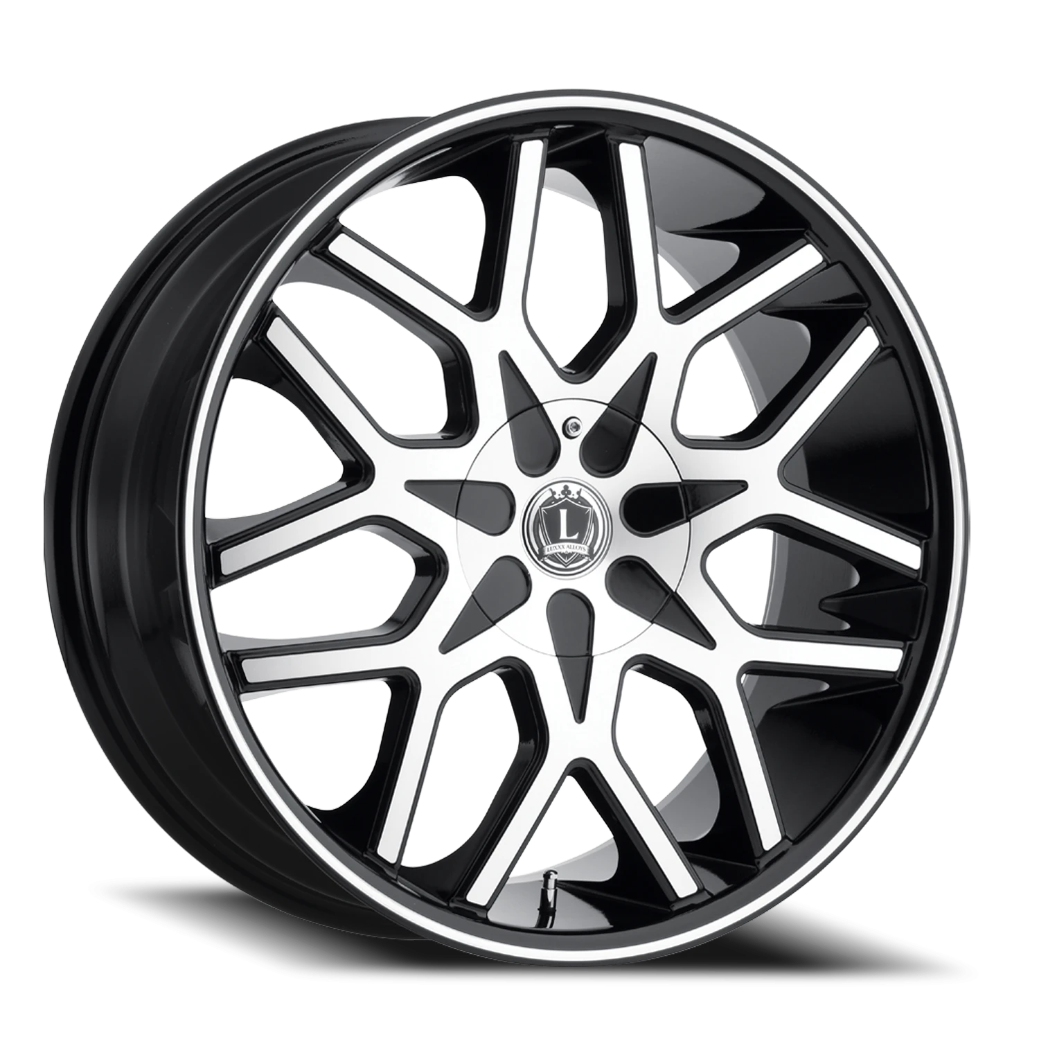 LUX7 22X8.5 5114.3/120 +15 74.1 Gloss Black Machined Face