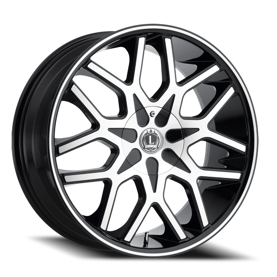 LUX7 20X8.5 5112/114.3 +35 74.1 Gloss Black Machined Face