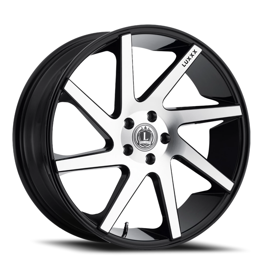 LUX8 22X9.5 5X139.7 +15 78.1 Gloss Black Machined Face