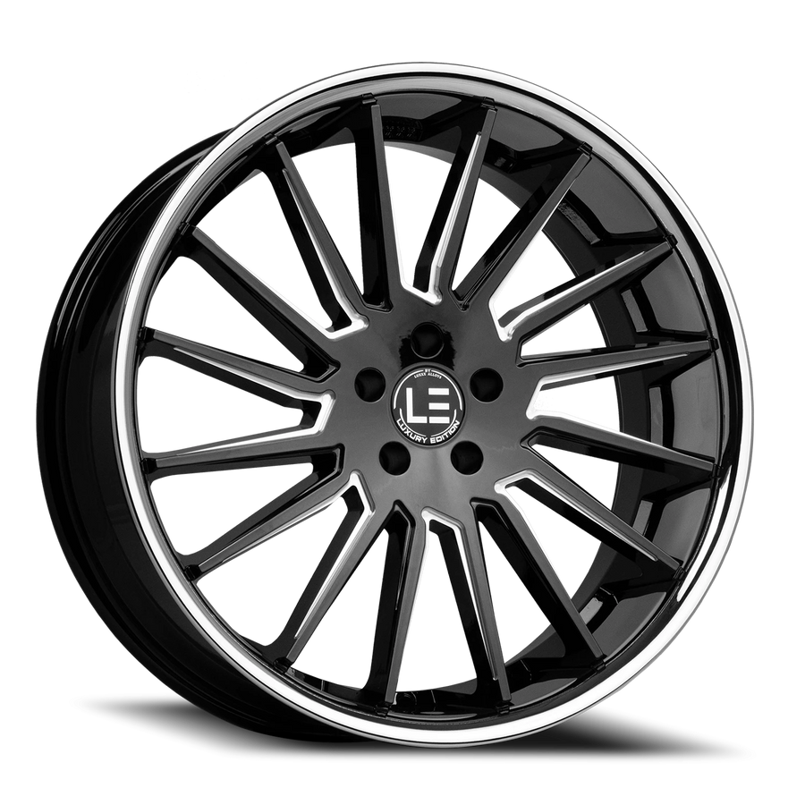 LUXLE9 SSL 22X9 6X139.7 +27 78.1 Gloss Black Milled Stainless Steel Lip