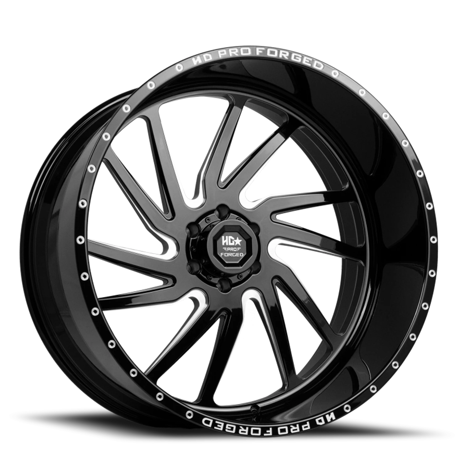 FORGED HDPRO-01 HORNET 24X12 6X139.7 -44 106.1 Gloss Black Milled (Left)