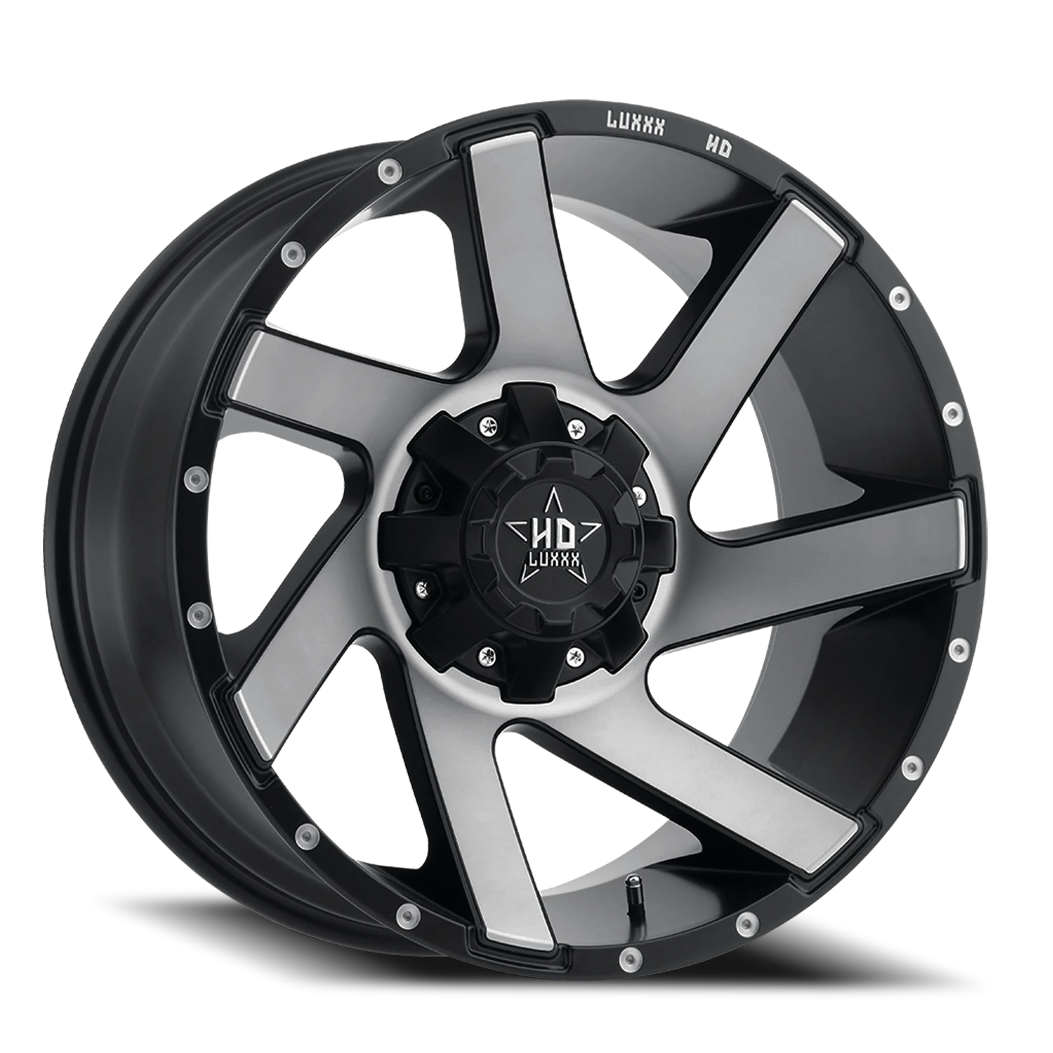 LHD11 20X10 8X165 -24 122.1 Satin Black Gray Face