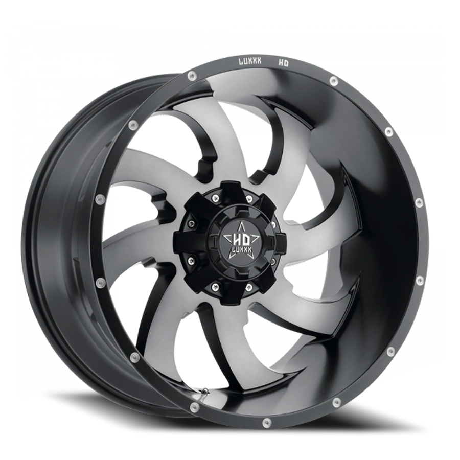 LHD12 22X12 8X165 -44 122.1 Satin Black Gray Face