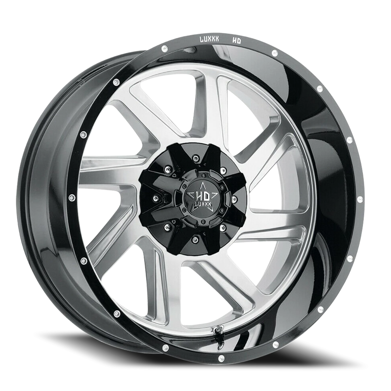 LHD14 22X12 8165/170 -44 125 Gloss Black Lip Polished Face With Milled Edges