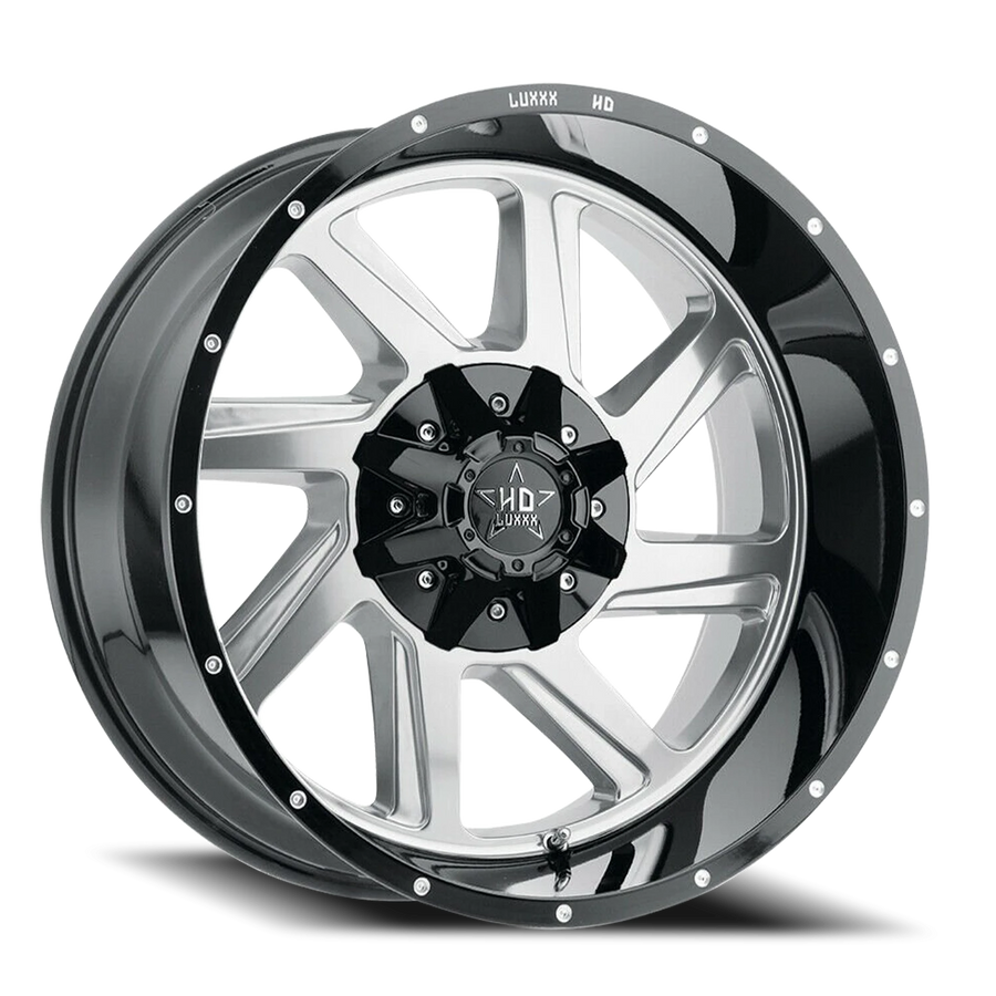 LHD14 22X12 8165/170 -44 125 Gloss Black Lip Polished Face With Milled Edges