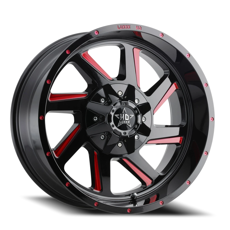 LHD14 18X9 5150/139 +6 110 Gloss Black Red Milling