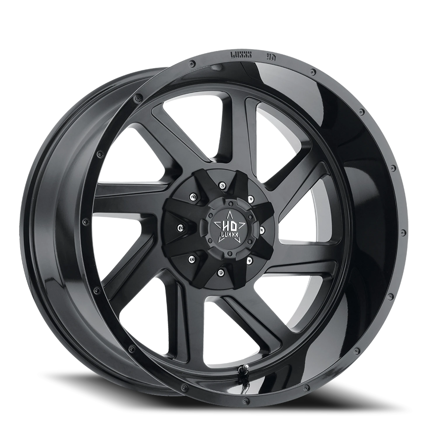 LHD14 20X10 8X165 -18 125 Gloss Black Matte Black Face