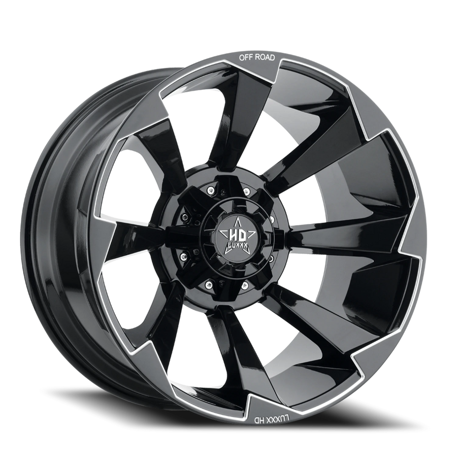 LHD16 22X12 8X165 -44 106.1 Gloss Black Milled