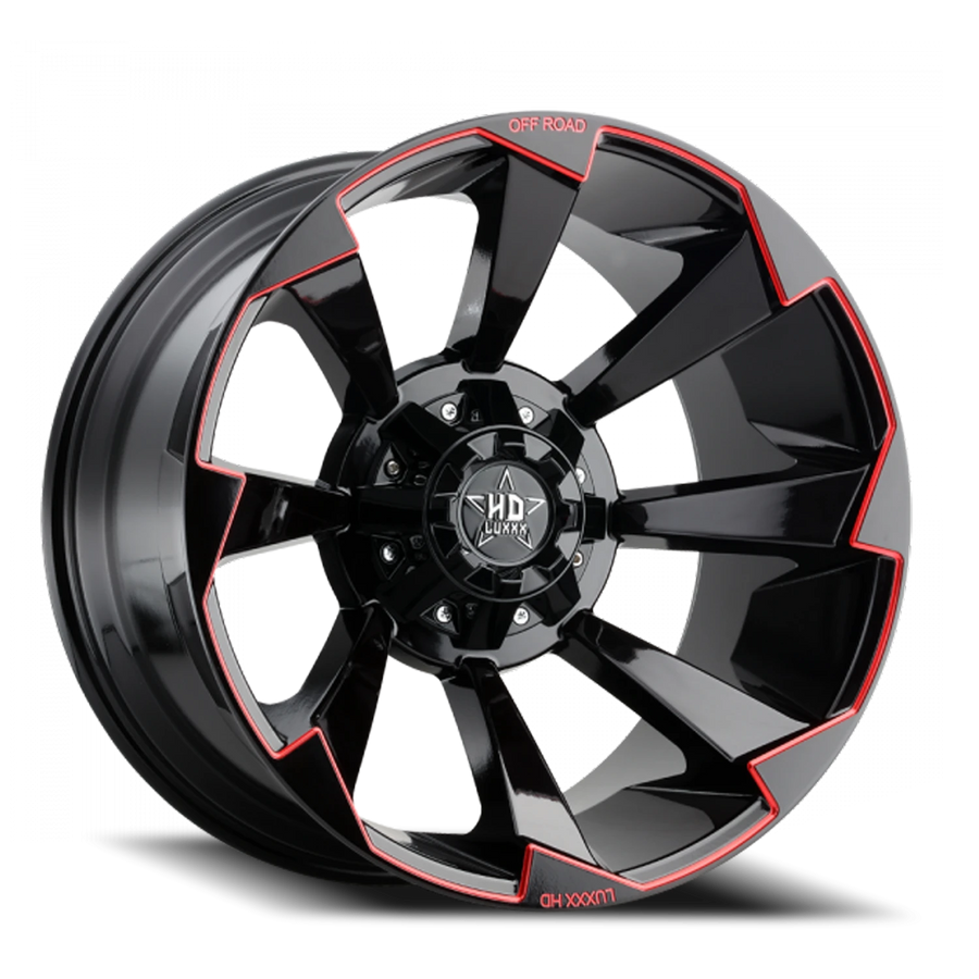 LHD16 22X12 8165/170 -44 125 Gloss Black Red Milling