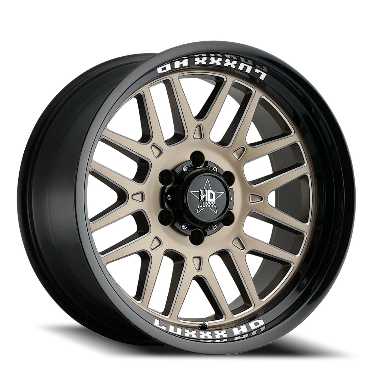 LHD20 20X10 6X139.7 -18 106.1 Gloss Black Lip Satin Bronze Face Milled Edges