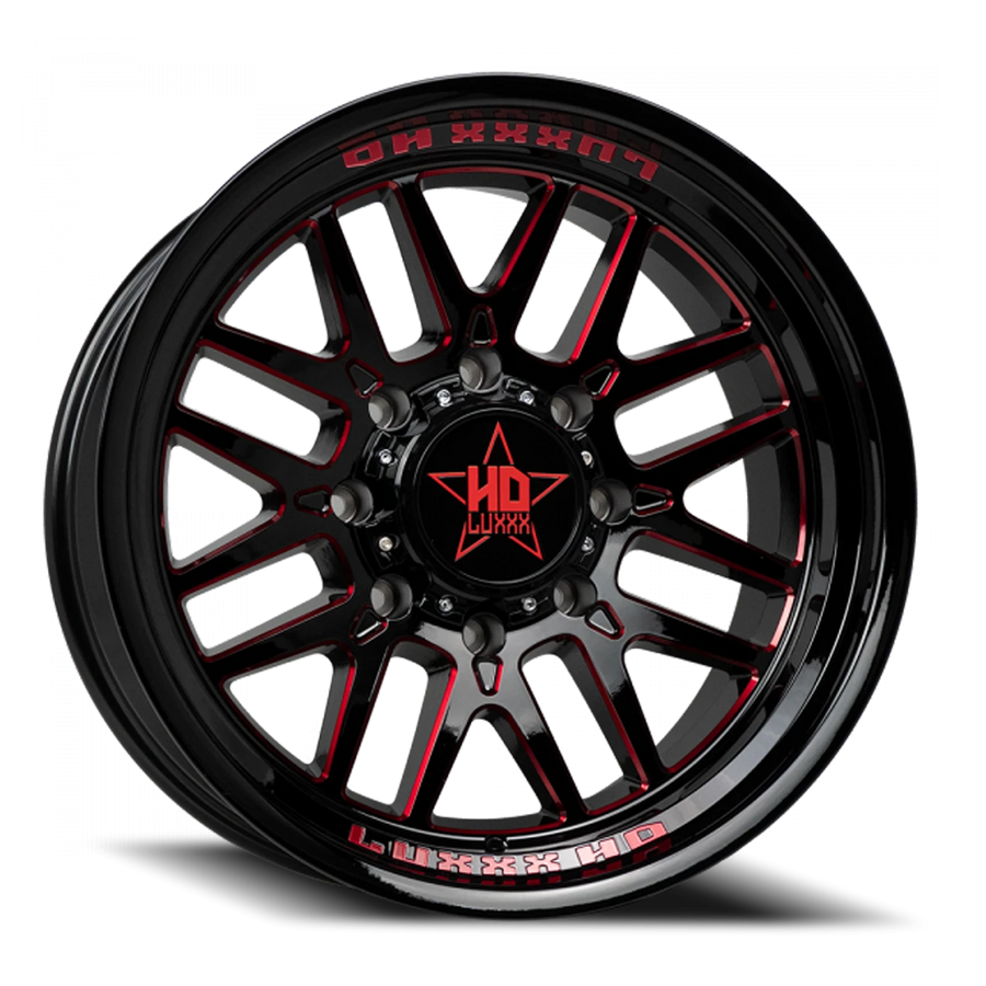 LHD20 20X10 8X170 -18 125/124.3 Gloss Black Red Milling