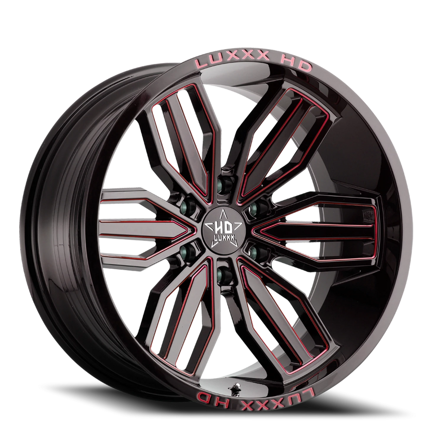 LHD21 20X10 6X139.7 -18 106.1 Gloss Black Red Milling