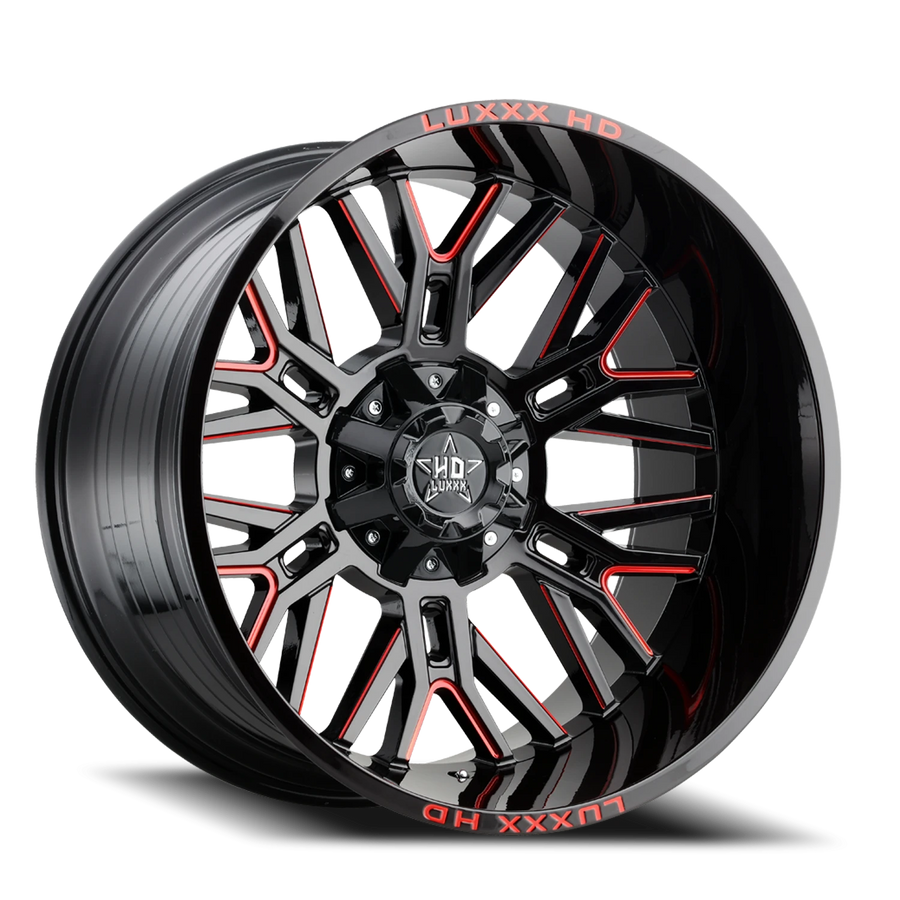 LHD25 20X10 6135/139.7 -18 106.1 Gloss Black Red Milled