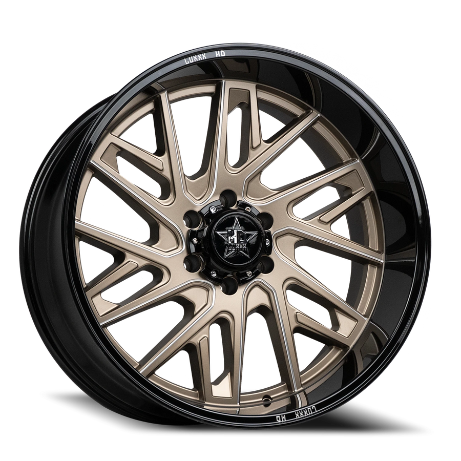 LHD29 24X12 8X170 -44 125/124.1 Gloss Black Lip Satin Bronze Face Milled Edges