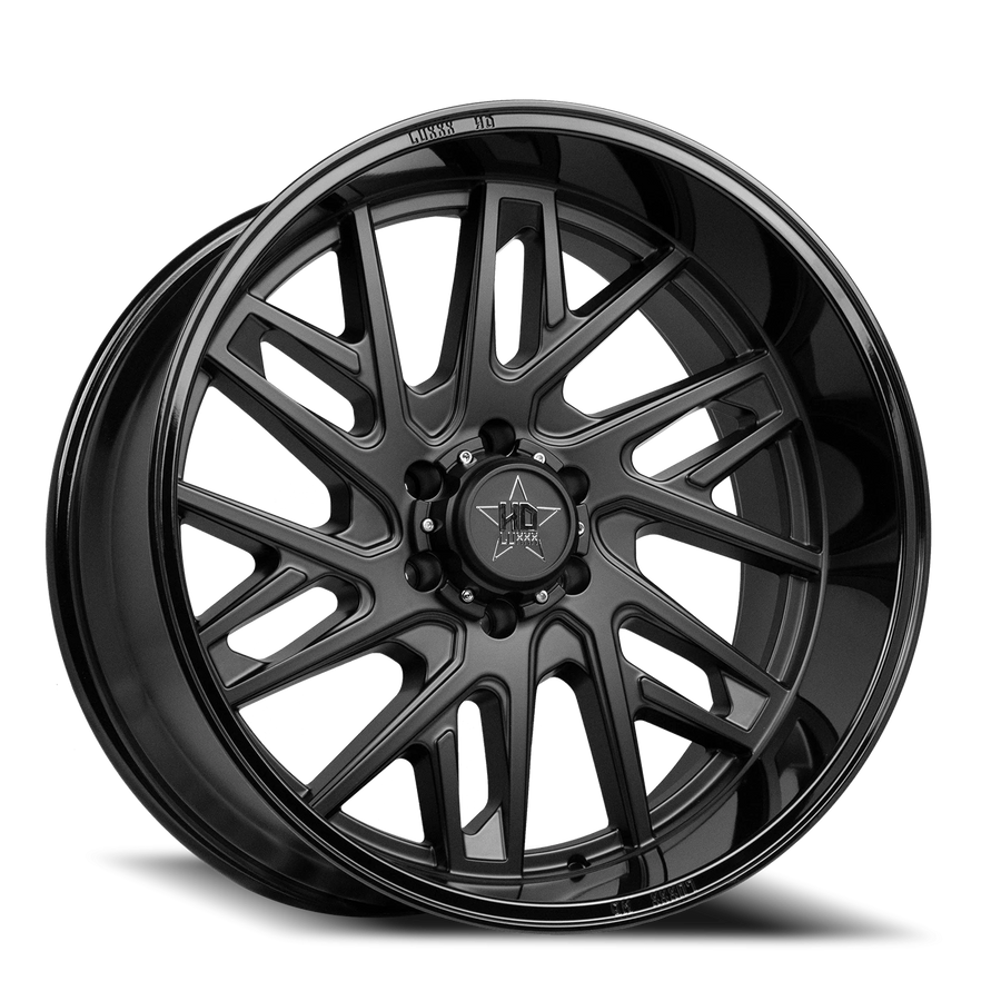 LHD29 20X10 8X180 -18 125/124.3 Gloss Black Lip Satin Black Face